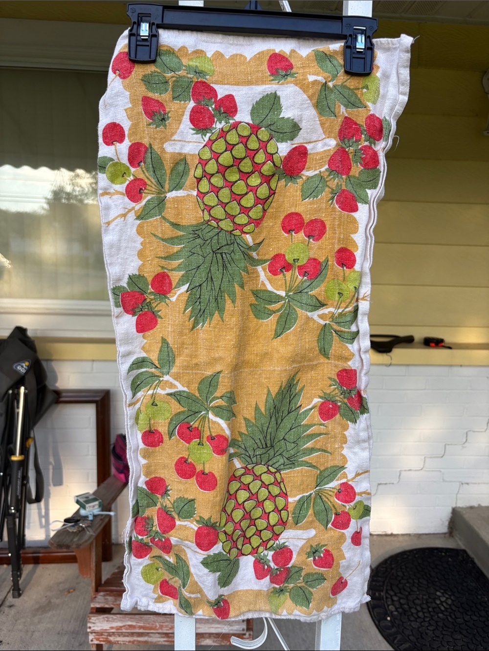 Pineapple & Cherry Kitchen Towel - Yellow, Red, Green